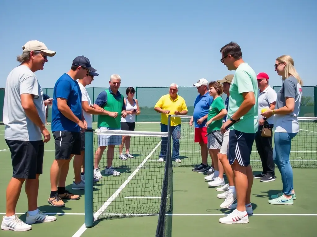 An image of club members volunteering at a local community event organized by the Tennis Club Bugeat, highlighting the club's commitment to community engagement.